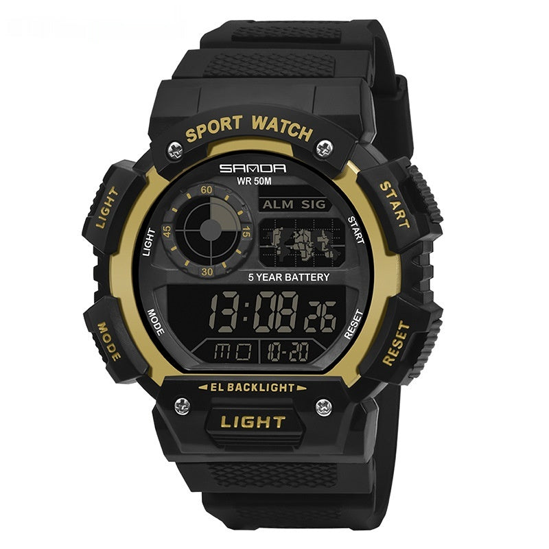 Multifonctionnel résistant à l'eau Lumineux montre numérique à affichage unique pour le sport