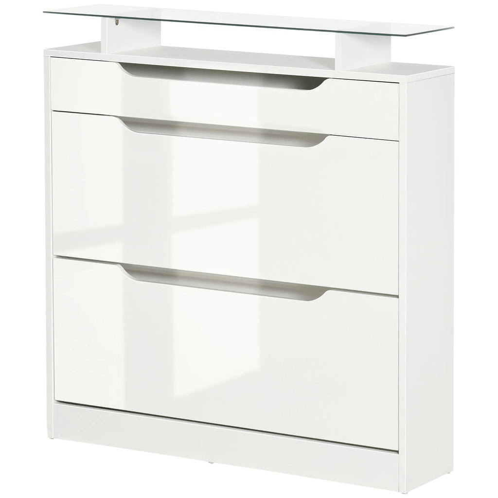 Armoire à chaussures brillantes avec 2 tiroirs et étagères réglables