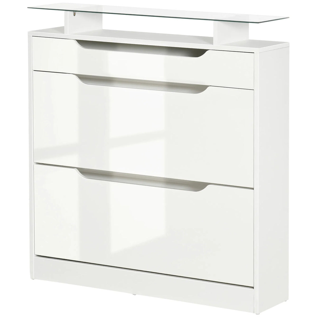 Armoire à chaussures brillantes avec 2 tiroirs et étagères réglables