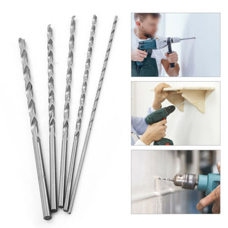 5PC 160MM Ensemble de perceuses en métal extra long en bois Brad Point 2mm 3mm 3,5mm 4mm 5mm