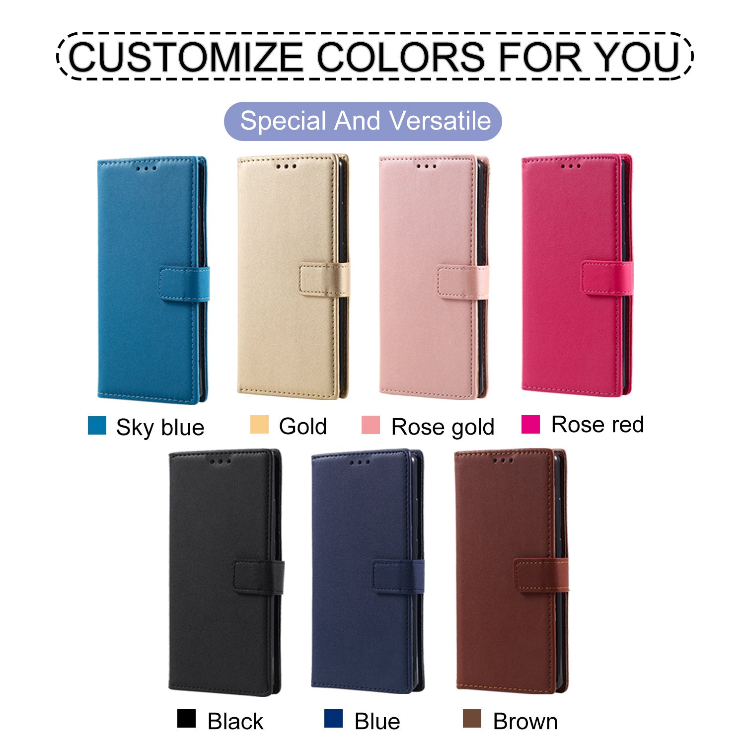 Solid Color Business cuir Flip carte étui de téléphone