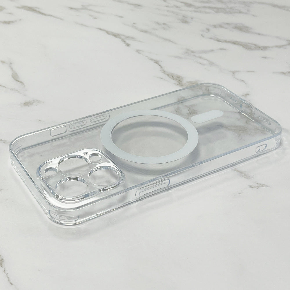 Boîtier de téléphone mobile Magsafe magnétique en verre transparent