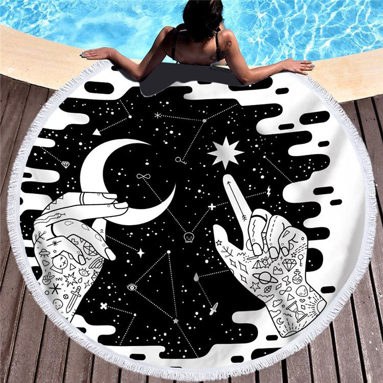 Serviette de plage ronde en microfibre