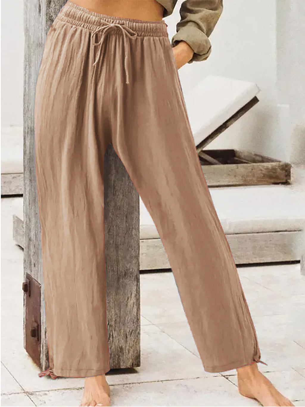 Pantalons d'été à domicile pour femmes en couleur solide