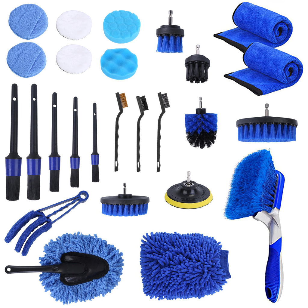 Kit de brosse de détail de voiture 26Pcs extérieur Kit de nettoyage intérieur de voiture