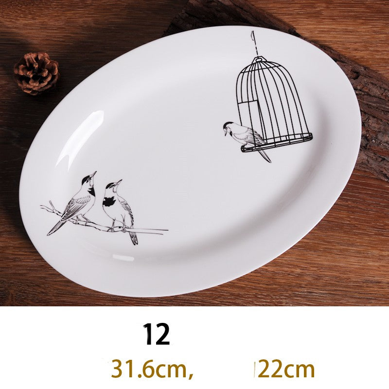 Bone China Dish Deep Plate Shallow Creative European Style