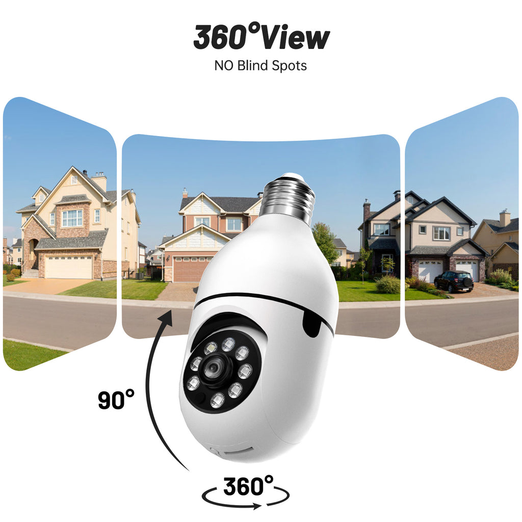 WiFi Intérieur E27 Caméra de sécurité réseau 2K Ampoule de lumière coloré Smart Home Full HD IP Camer