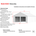 22FT x 23 FT Garage double étagère en acier Shed – Crème de stockage de garage en métal lourd -