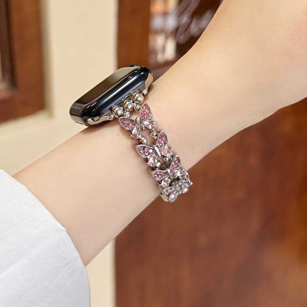 Bracelet de montre élastique en strass pour papillons créatifs et polyvalents
