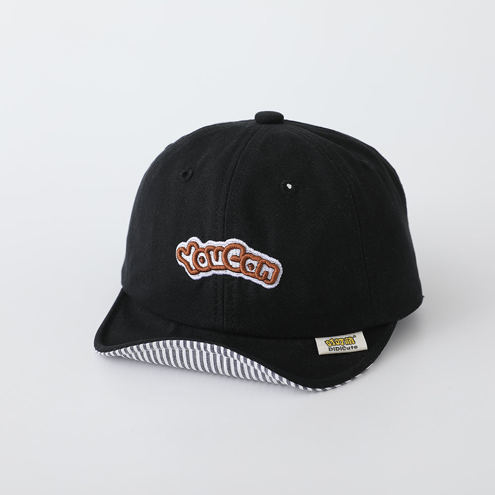 Casquette de baseball brodée à rayures pour enfants en couleur solide
