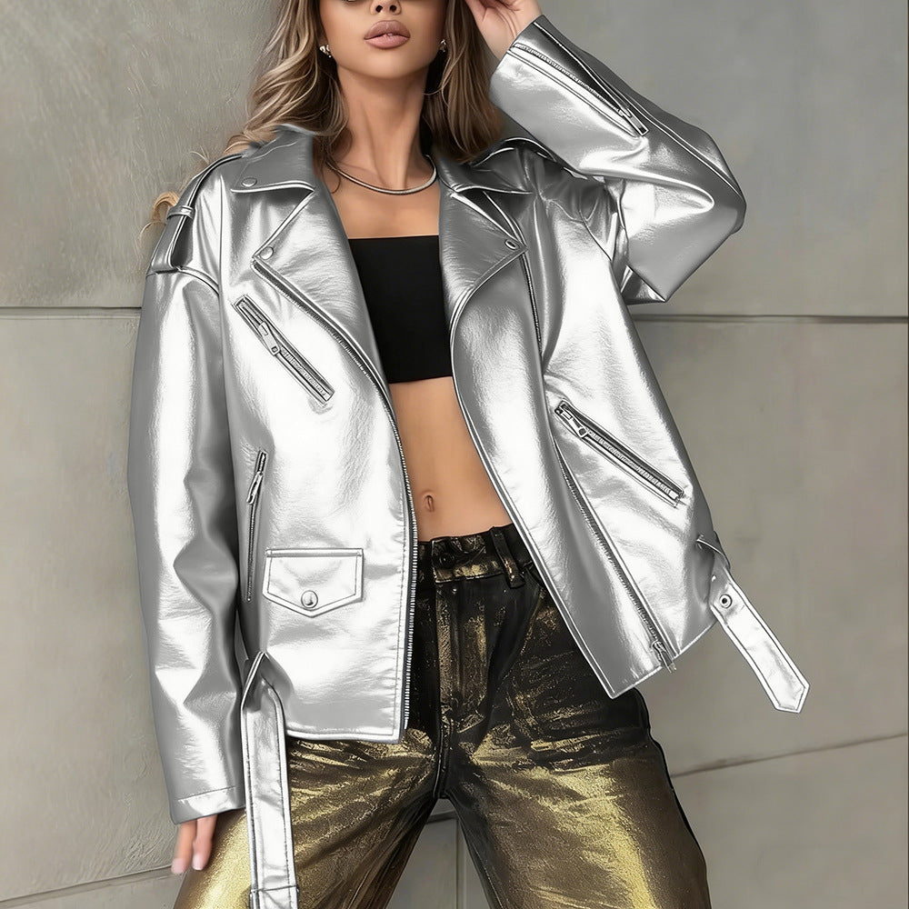 Veste en cuir biker pour les femmes Boyfriend-Style