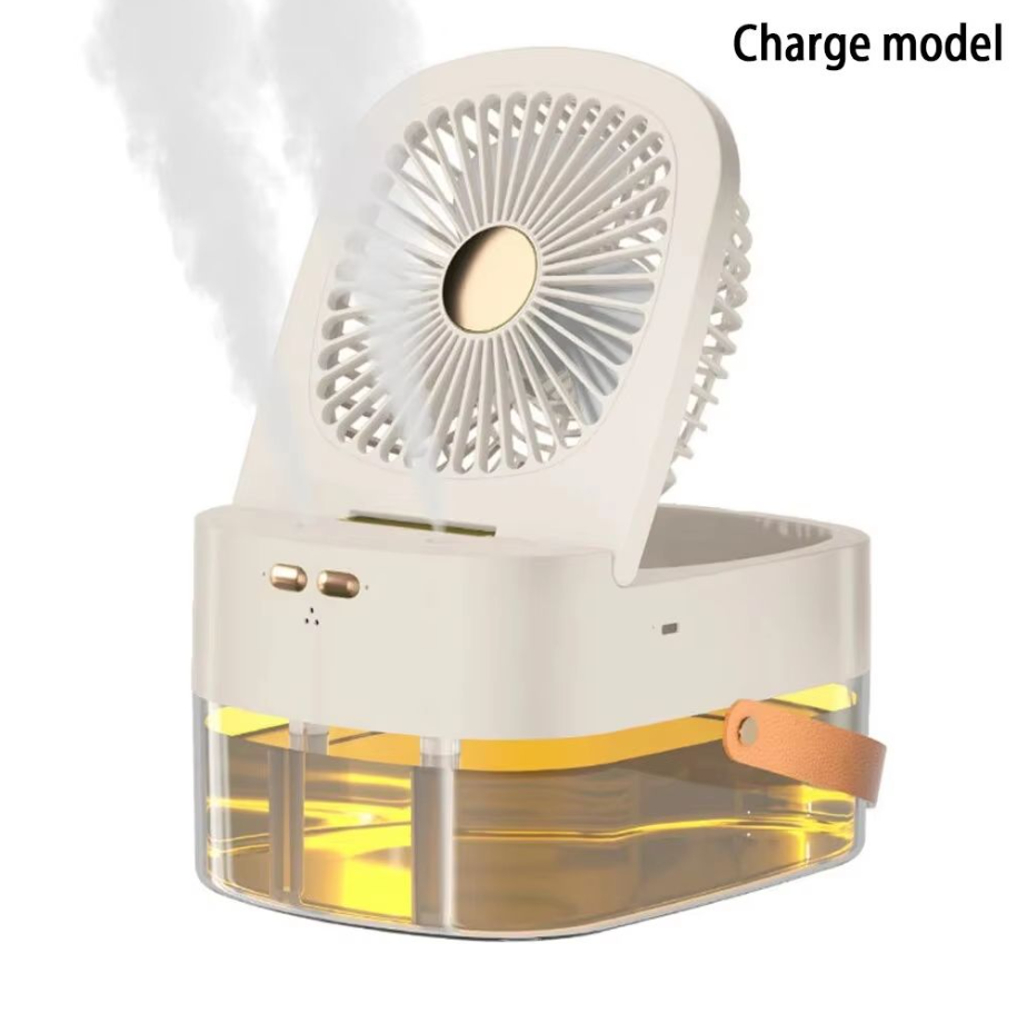 Ventilateur USB blanc vert 3 vitesses rechargeables et ventilateur pliable rechargeable avec vaporisateur d'humidification