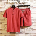 Short en lin pour homme Costume à manches courtes Style chinois