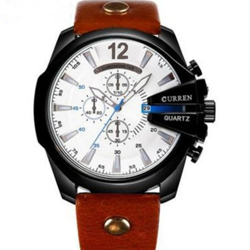Montre homme à trois yeux décorée en grand cadran mode
