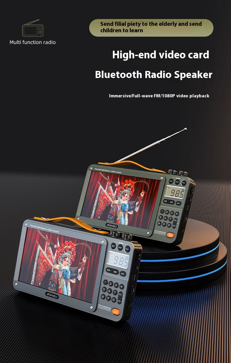 Home Radio pour personnes âgées Full Band Bluetooth Speaker HD Video Player