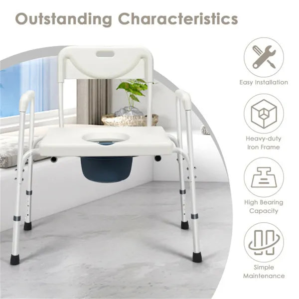 Chaise Commode 3-en-1 (34" x 21" x 35,5"-39" )Seau amovible