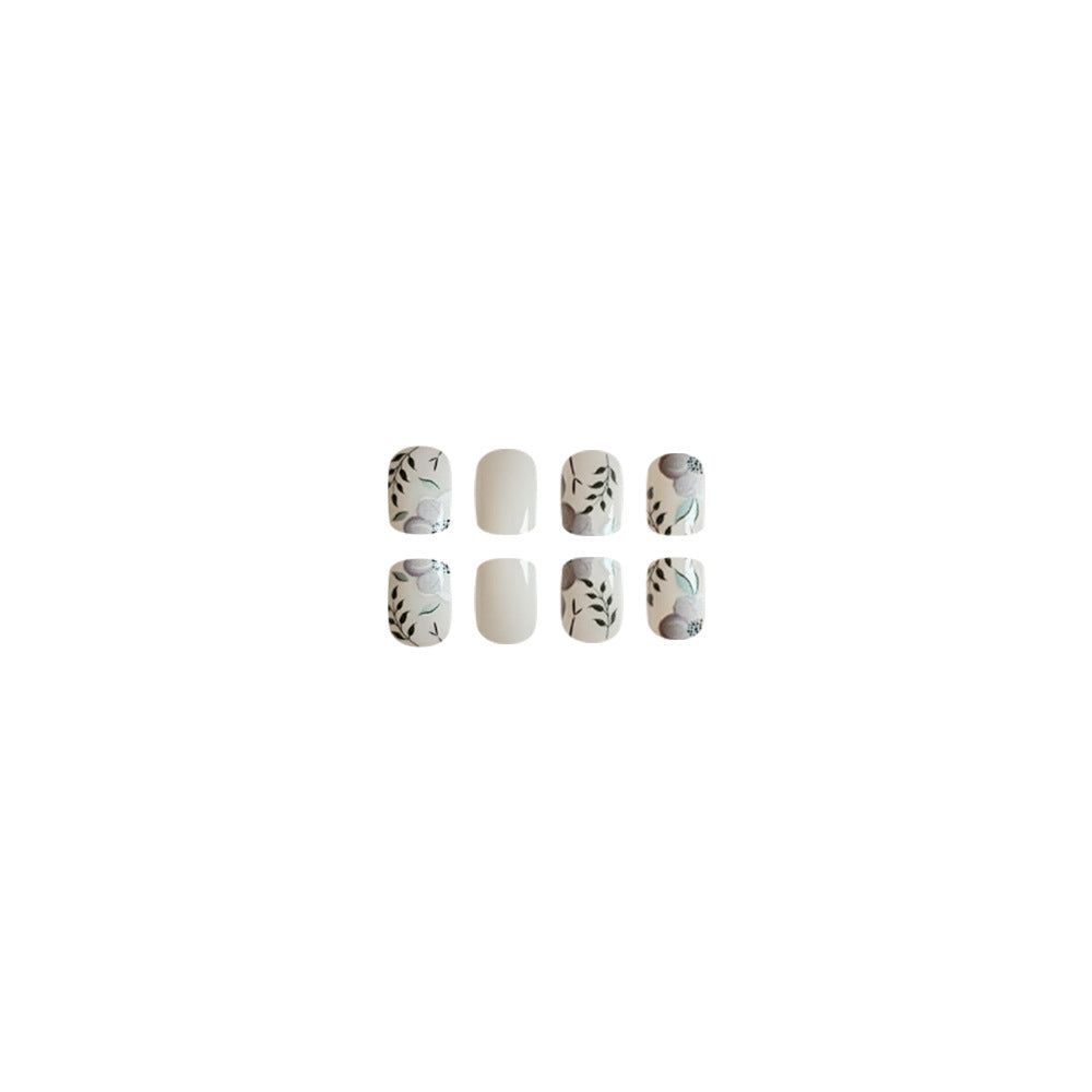 Stickers ongles de style fleur et feuille verte
