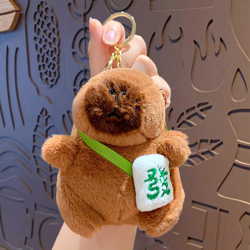 Cartoon Plush Capybara Porte-clés à bulles