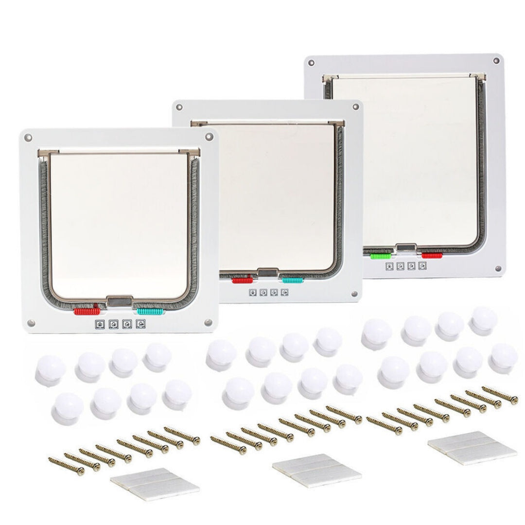 XL Pet Door 4 Way Locking Small Medium Large Cat Flap Magnétique White Frame