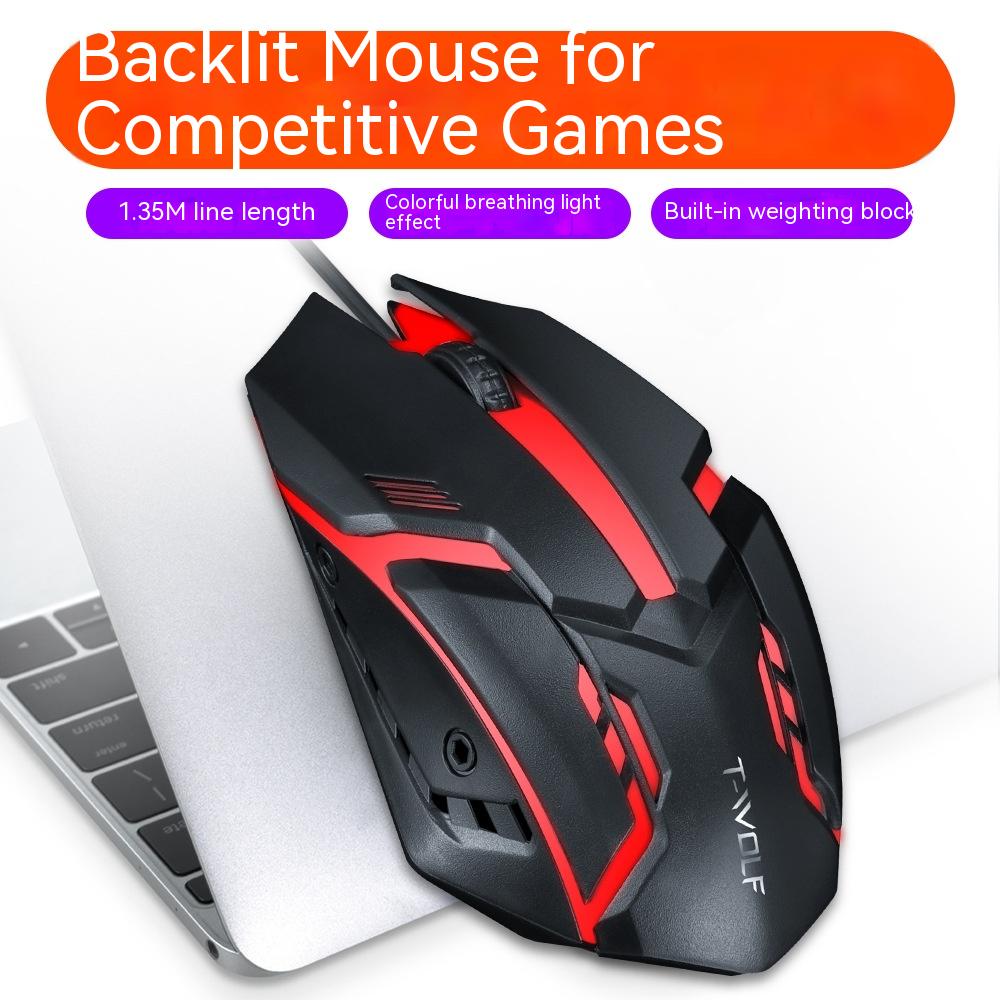 Wired Luminous Mouse USB Ordinateur de bureau RGB Notebook Office Jeu pas cher