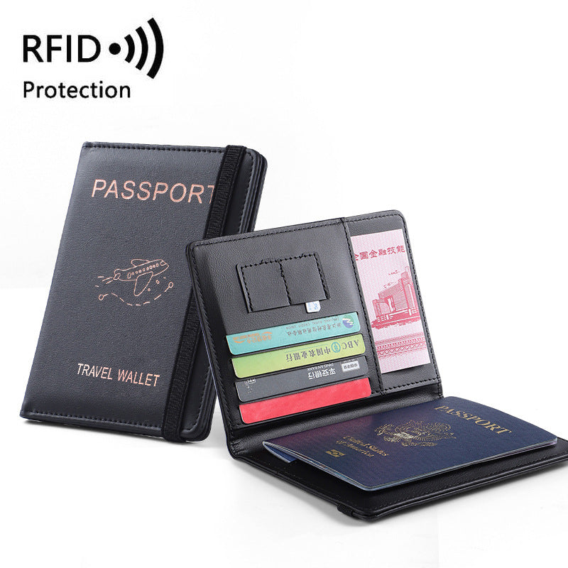 Pu Sac de passeport en cuir Rfid Fentes de cartes multiples Titulaire de certificat multifonctionnel