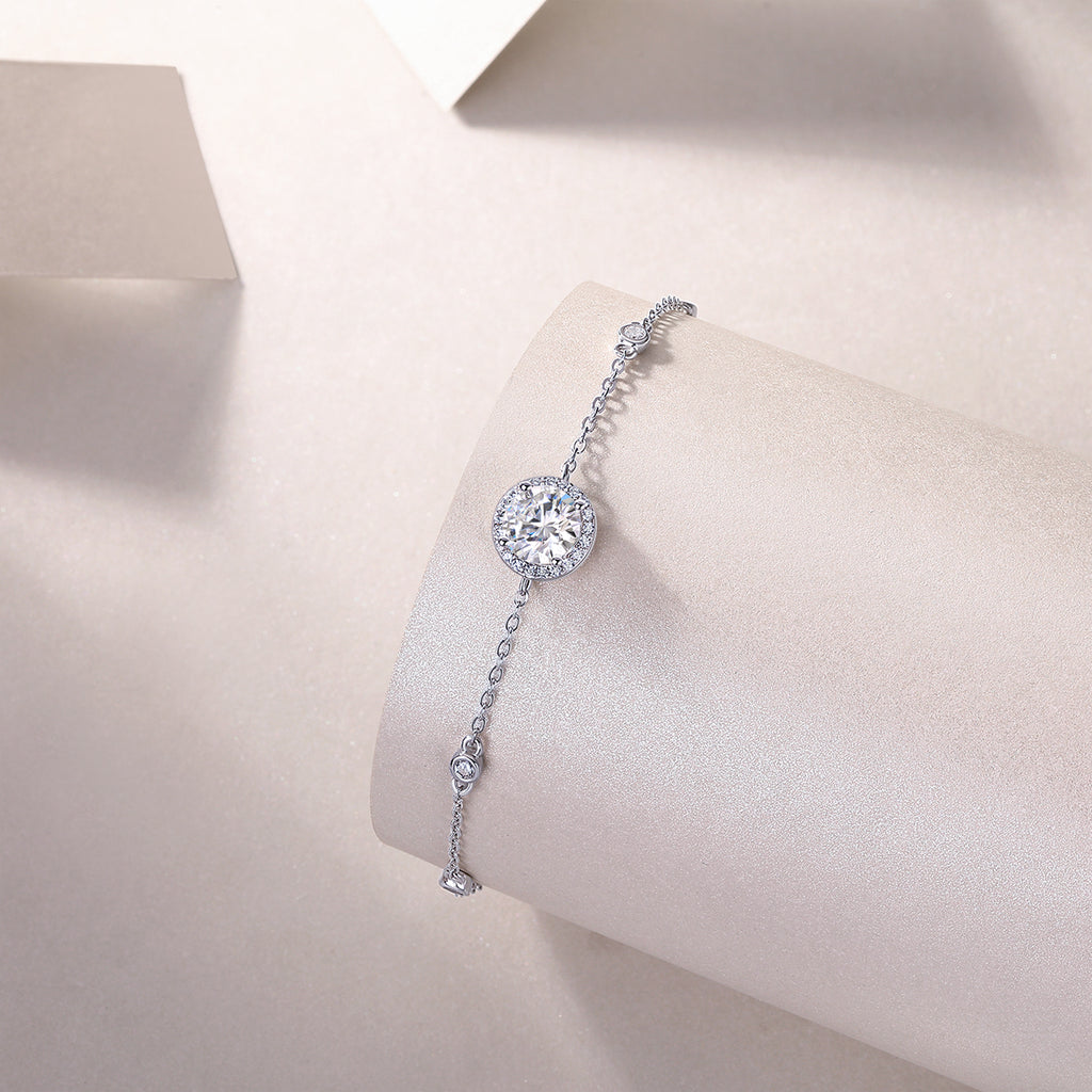 S925 Bracelet en argent 1,5g Moissanite