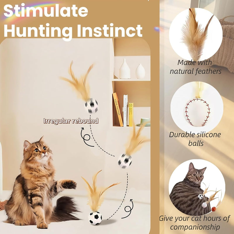 Jouets pour chats, Balles d'autodivertissement, Boules gonflables en plumes, Jouets pour chats, Jeu d'autodivertissement pour chats