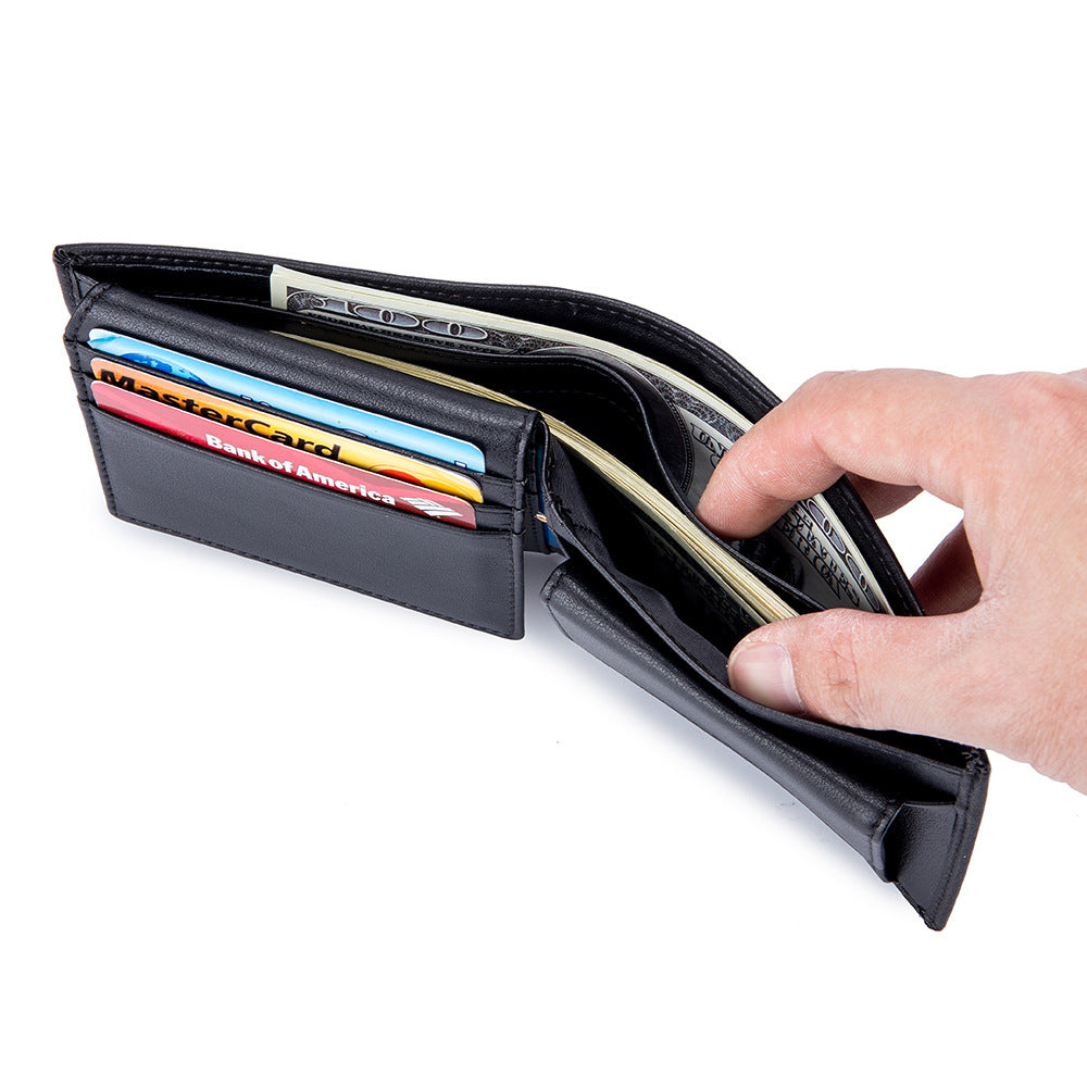 Soft Cowhide Trifold Wallet Homme multifonctionnel