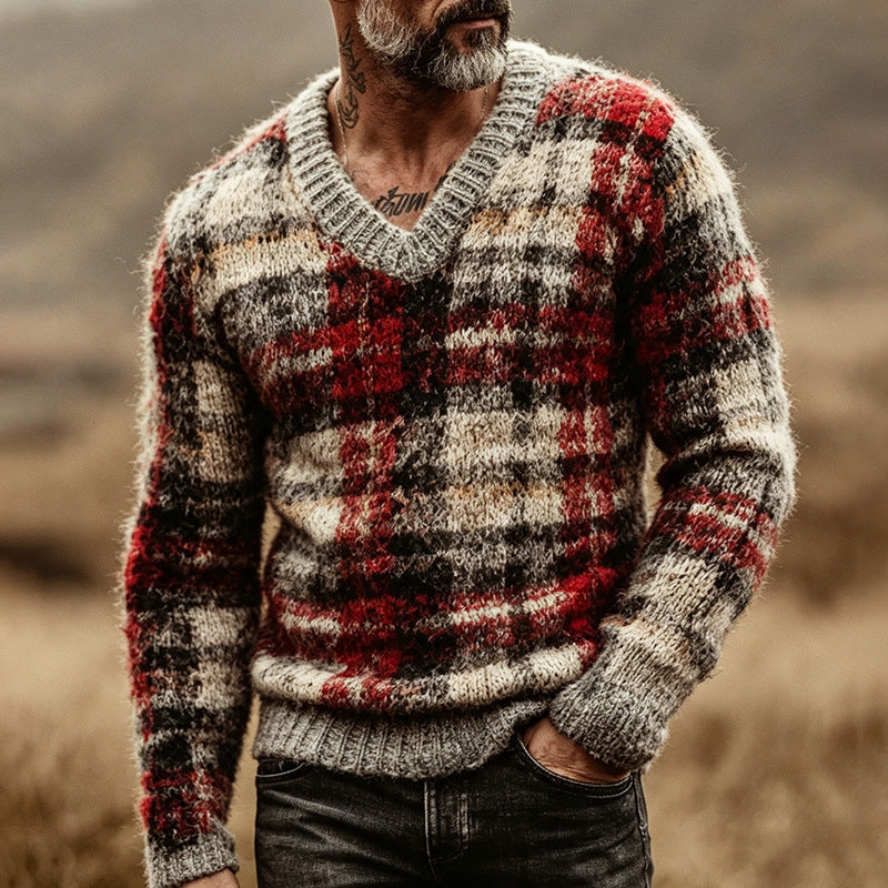 Placage retro Sporty-Casual Chandail tricoté pour hommes