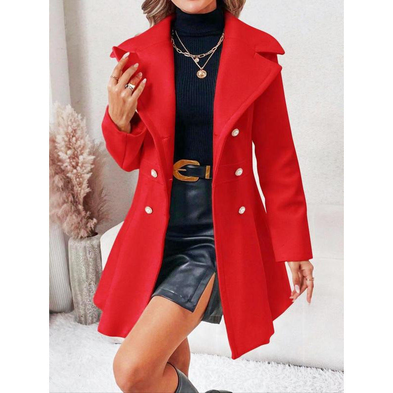 Manteau de laine à deux seins à l'automne d'hiver