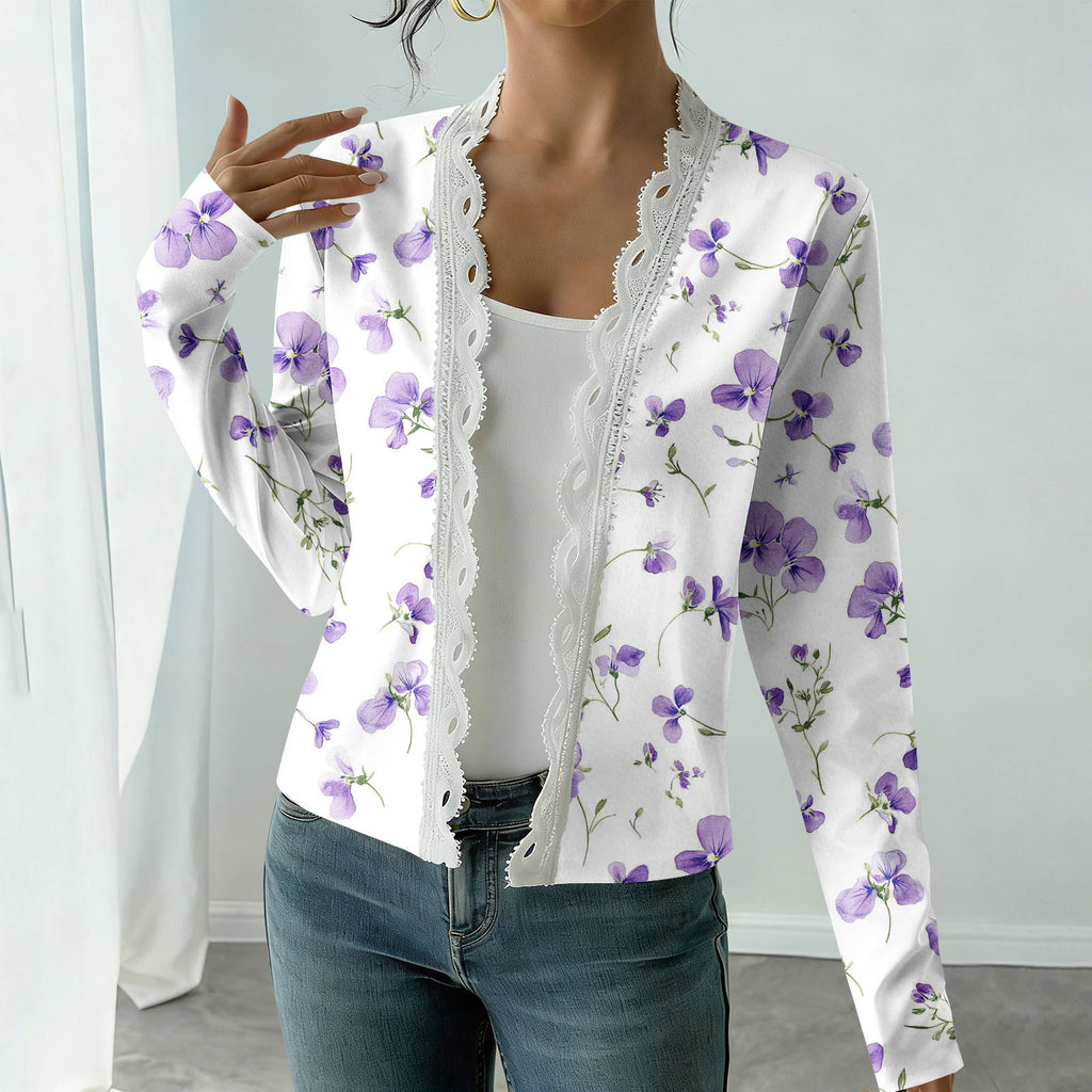 Élégant Cardigan imprimé à manches longues