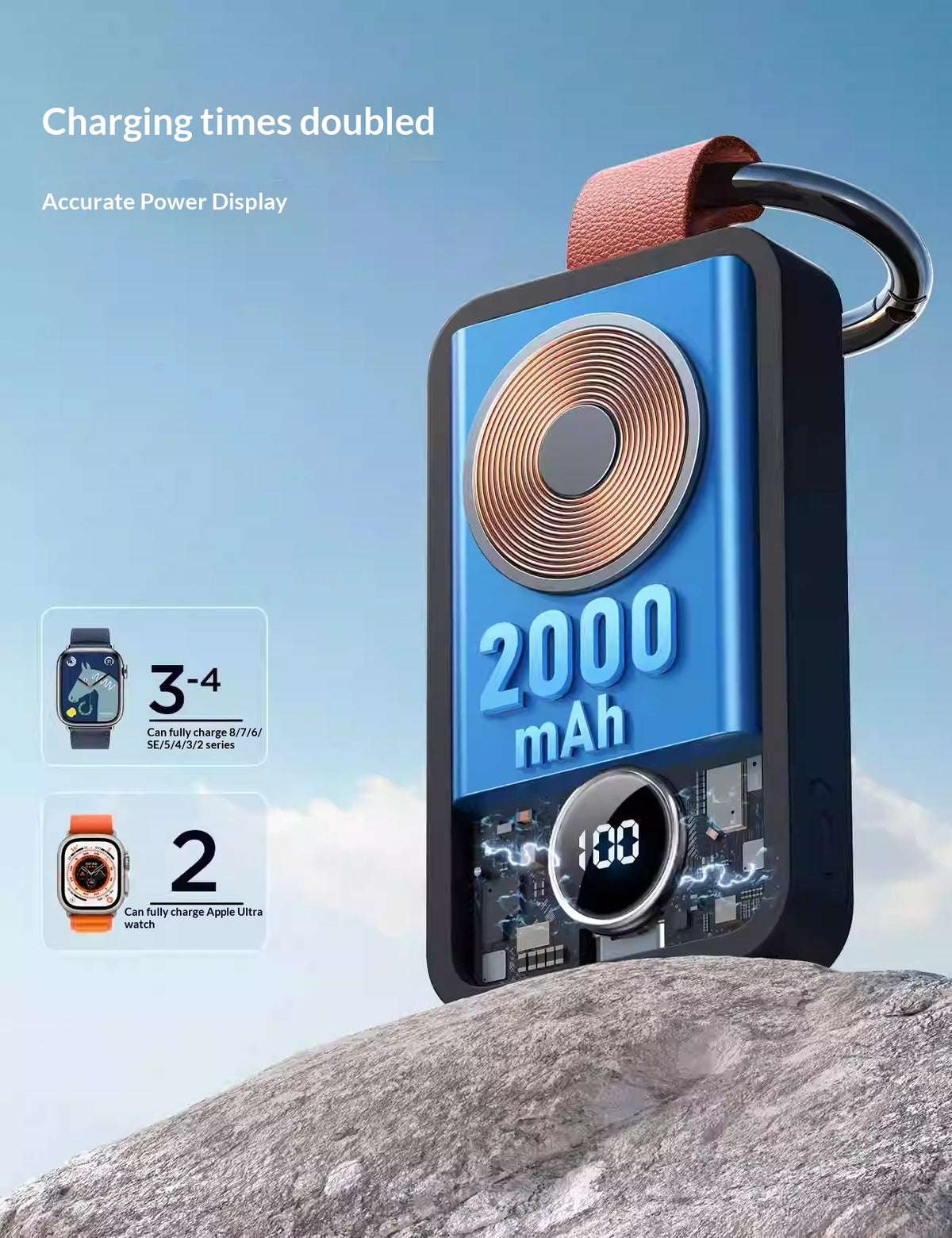 Chargeur sans fil magnétique portable de 2000mAh