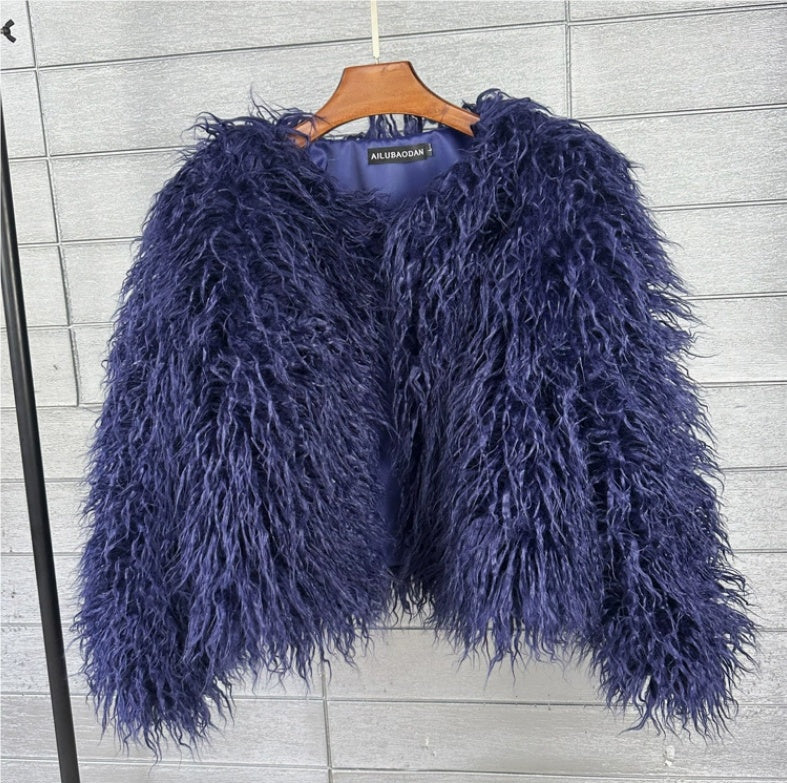 Femmes manteau de fourrure Automne Hiver Faux Fur Shaggy Veste Fourrure Bontjas