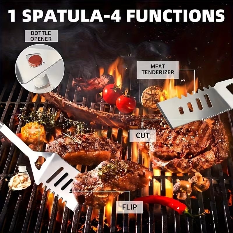 14X en acier inoxydable BBQ Barbecue Ensemble d'outils de grillage extérieur Kit Portable