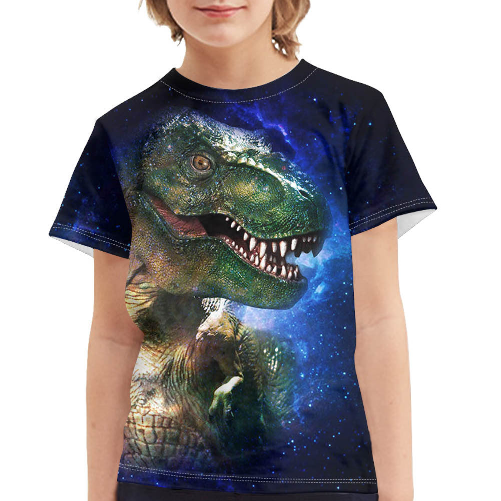 T-shirt dinosaure d'été imprimé complet pour garçon