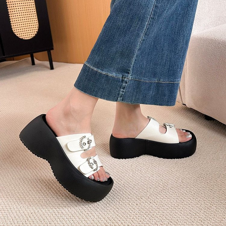 Sandales à glissière en Strass pour femmes