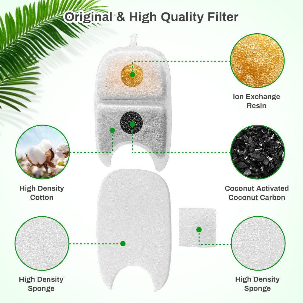 Ensemble de spatules de filtre de carbone activé pour le distributeur d'eau pour animaux de compagnie