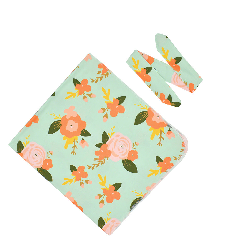 Nouveau-né Swaddle Cloth avec le lapin-oreille noeud bande de cheveux serviette