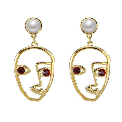 Boucles d'oreilles en perles de la personnalité du visage coréen
