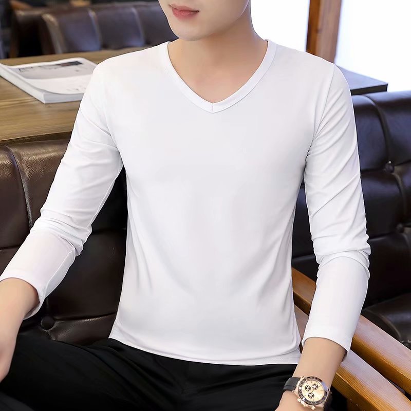 Éventails militaires d'automne et d'hiver T-shirt homme manches longues Slim Solid Color Crew Col Pullo