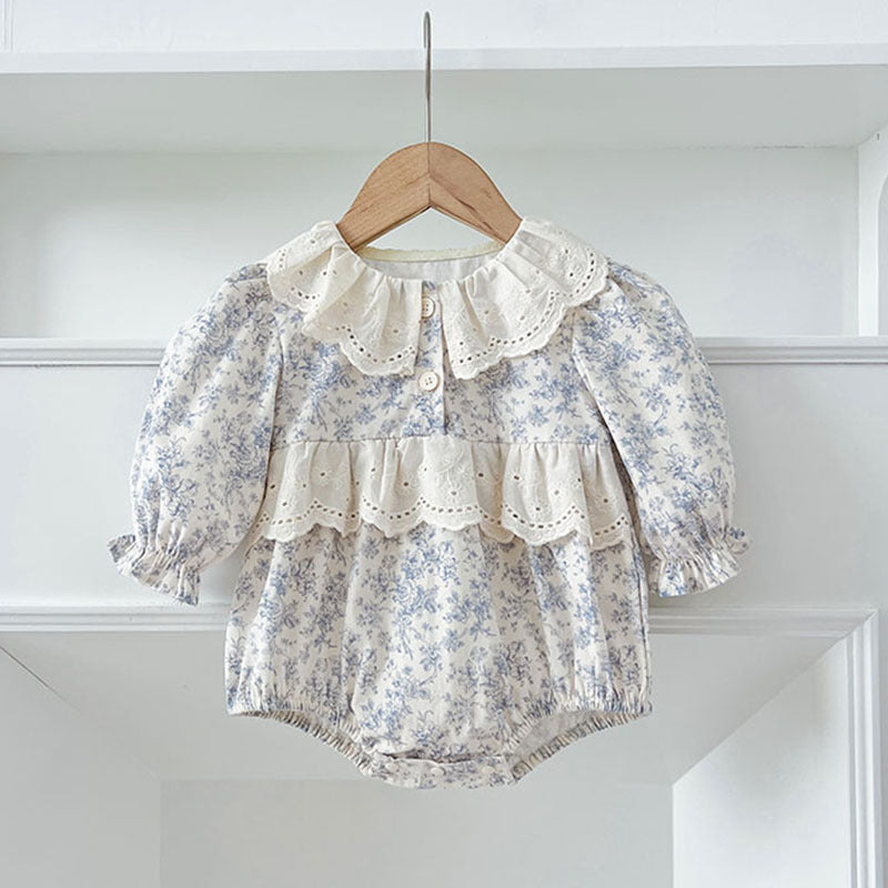 Bébé Floral-print Rond-cou à manches longues Onesie