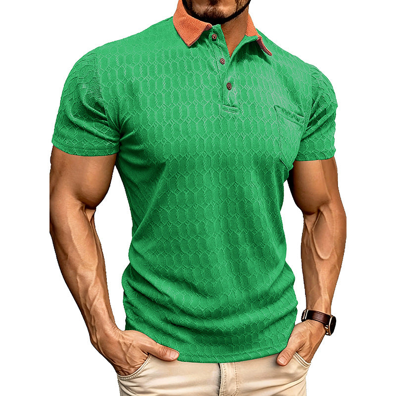 Chemise Polo Lapel Homme T-Shirt manches courtes Slit Design Loose-Fit Moisture-Wicking