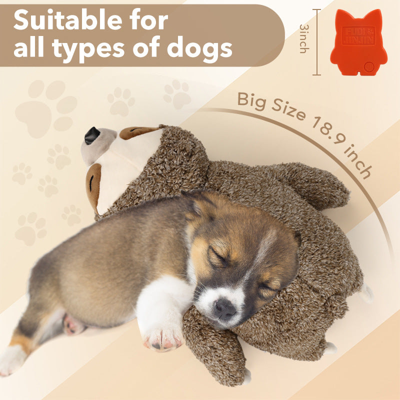 Jouet d'entraînement interactif en peluche apaisant pour animaux de compagnie avec dispositif de battement de coeur