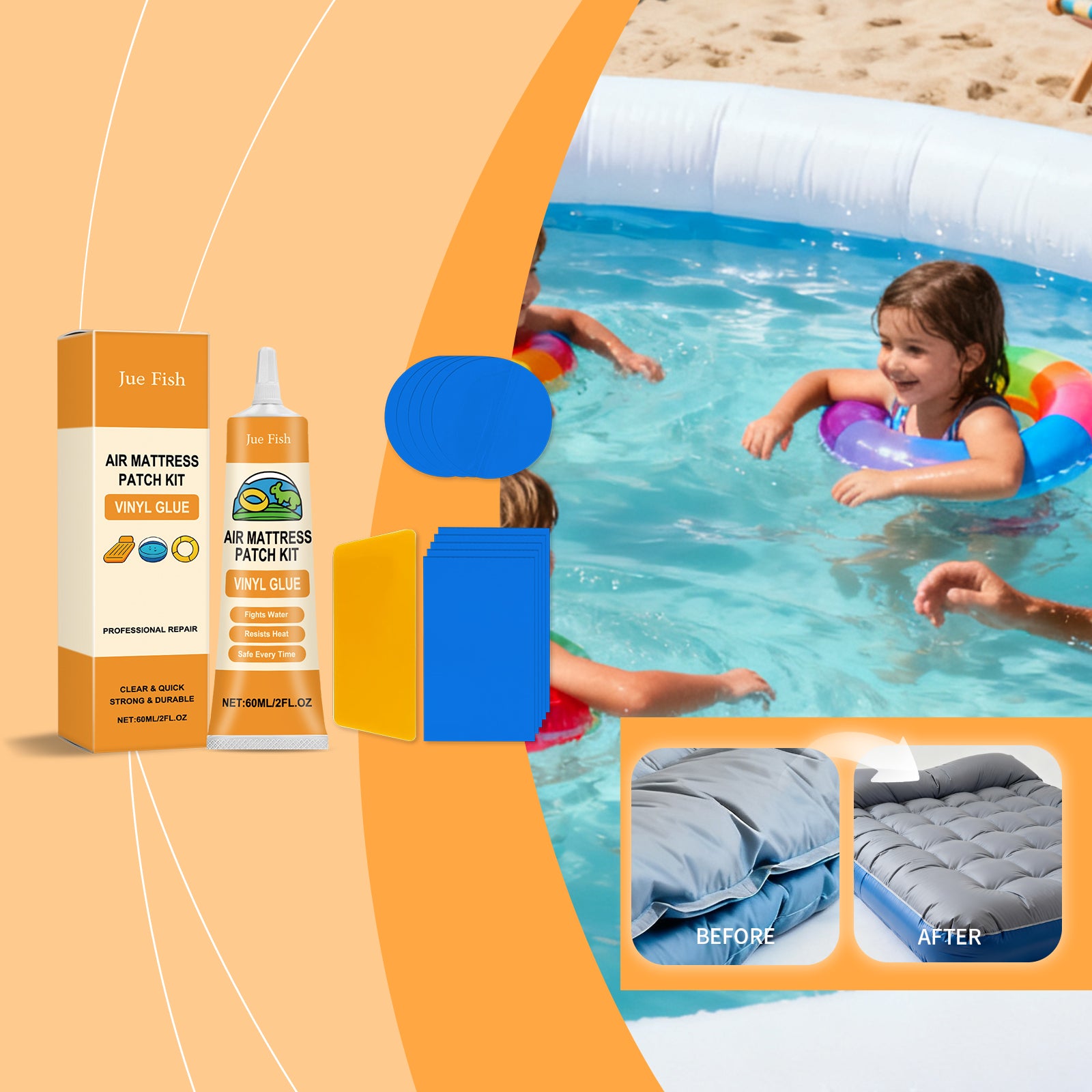 1 Set1box de kit de réparation de matelas gonflable