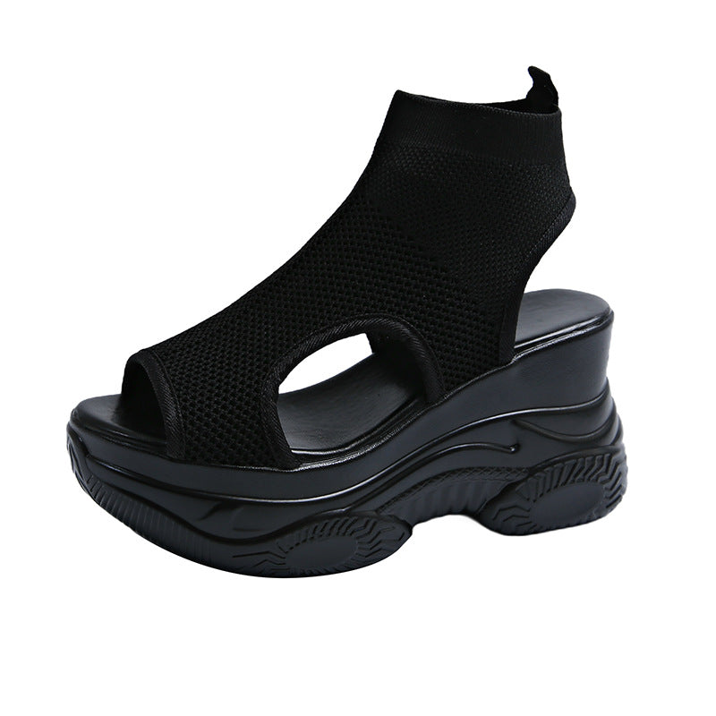 Femmes Flyknit Mesh Respirant Peep-Toe talons hauts