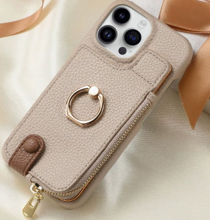 Convient pour 16 porte-carte Zipper porte-manteau de boîtier de téléphone