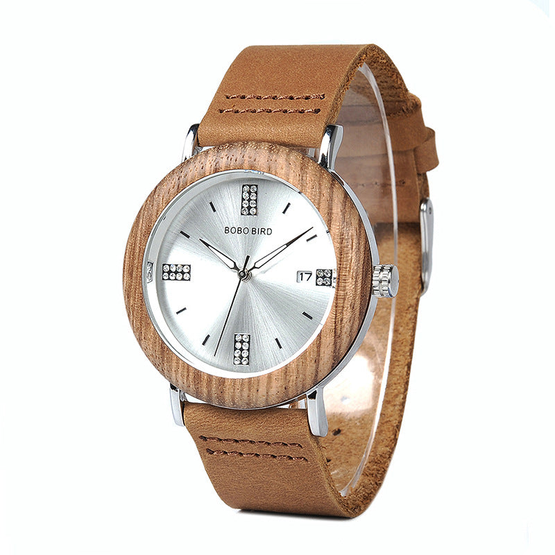 Homme et femme Minimaliste Casual Montre en bois rétro