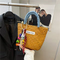 Bloc de couleur Minimalist Straw Beach Bag Wicker Panier