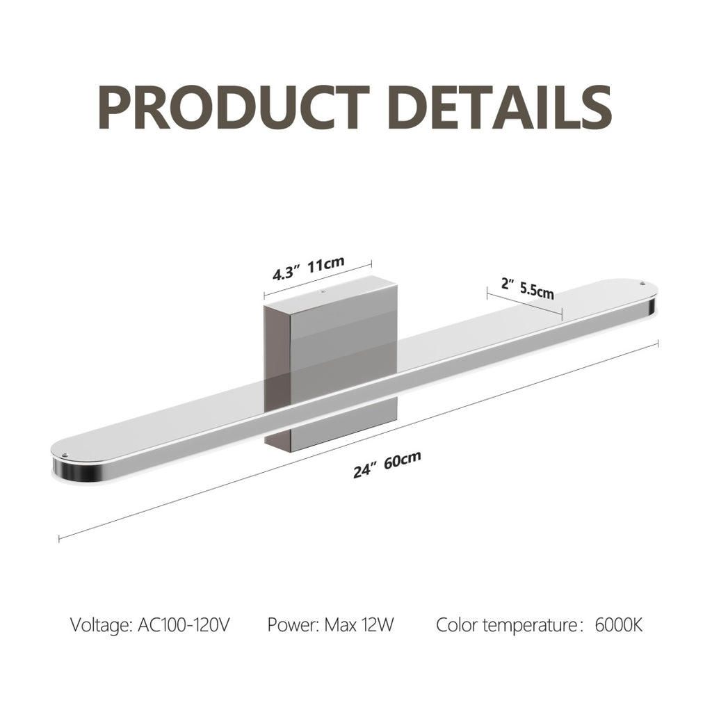 Salle de bain moderne luminaires Dimmable LED lumières de vanité Chrome lampes pour miroir de bain