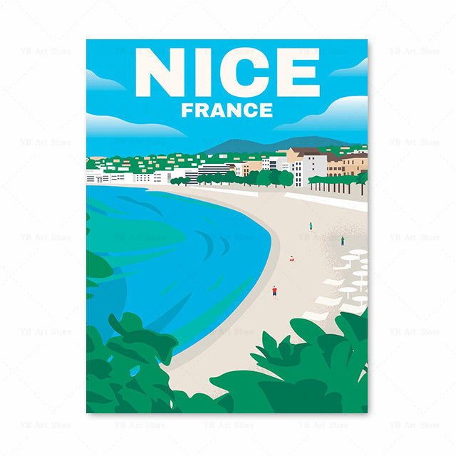 Vieille affiche de voyage toile peinture photo d'art